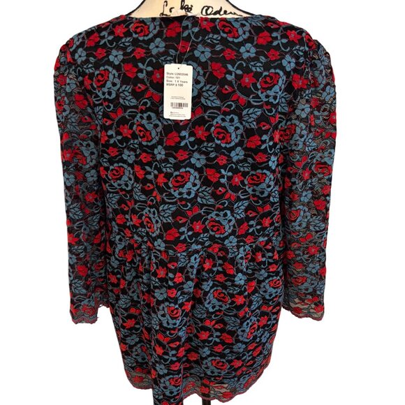 Suzanne Betro Weekends Floral Lace Lined Blouse Sz 1X Empire Waist Scalloped Edg - Picture 3 of 10